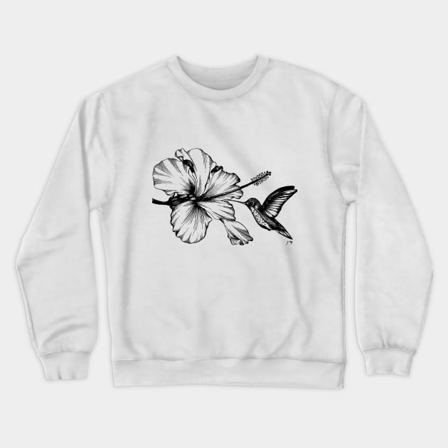 Hummingbird & Hibiscus II Crewneck Sweatshirt by Akbaly